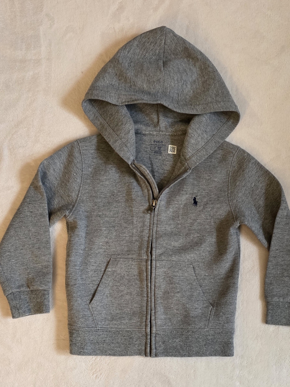 Polo by Ralph Lauren Kids Heather Gray Zip Hoodie - Size 5